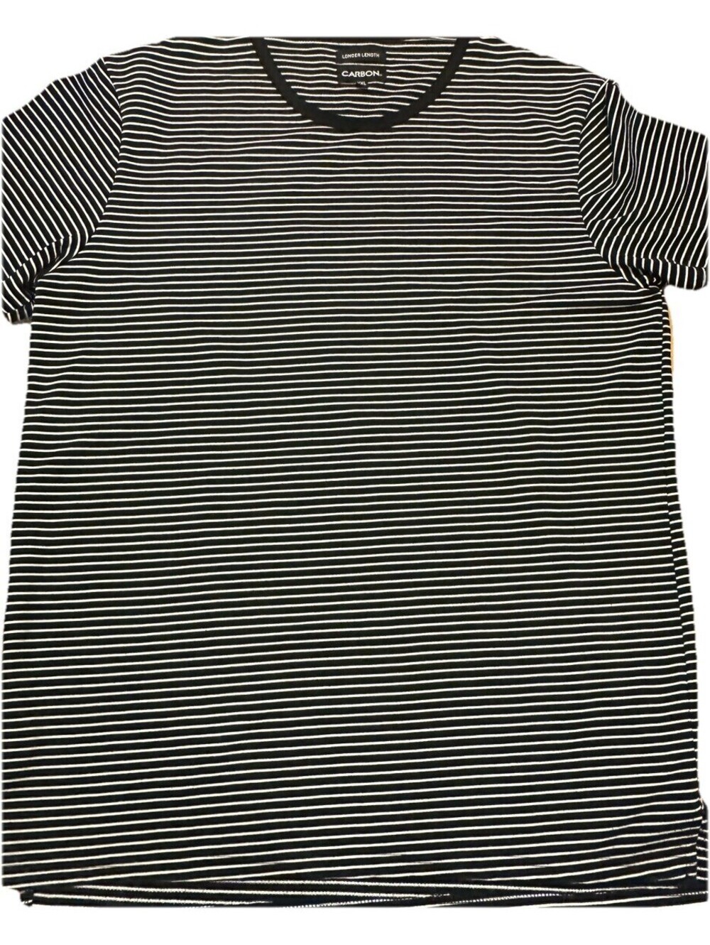 Carbon XXL Black White Striped Longer Length Tunic Top Stretch Tee